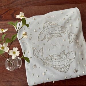 New Forever 21 Women’s Beaded Pisces Terry Pullover Sweater Size X-Large